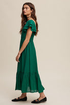 AVAH-Ruffle Embrace Maxi Dress-Green