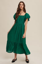 AVAH-Ruffle Embrace Maxi Dress-Green