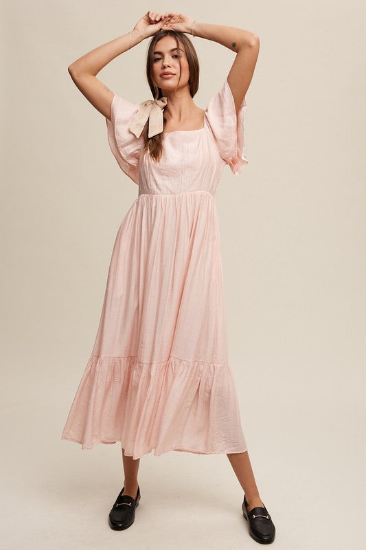 AVAH-Ruffle Embrace Maxi Dress-Peach Blush