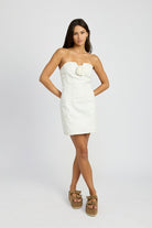 AVAH-Modern Edge Denim Strapless Mini Dress-White