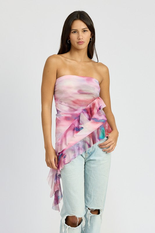 AVAH-Mauve Magic Ruffled Strapless Top