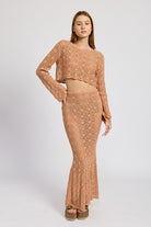 AVAH-Hooked On Beauty Crochet Maxi Skirt-Salmon