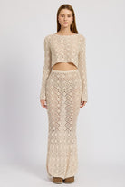 AVAH-Hooked On Beauty Crochet Maxi Skirt-Oatmeal