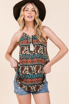 AVAH-Global Spirit Boho Halter Neck Top-Multi Color