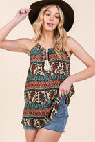 AVAH-Global Spirit Boho Halter Neck Top-Multi Color