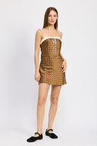 AVAH Spotted Bliss Polka Dot Mini Slip Dress-Mocha and Cream