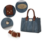 AVAH-City Chic Satchel Handbag- 3 Piece Set-Blue