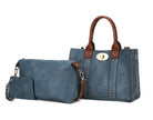 AVAH-City Chic Satchel Handbag- 3 Piece Set-Blue