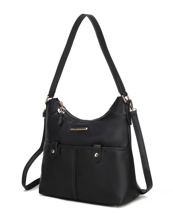 Color Block Vegan Leather Shoulder Bag
