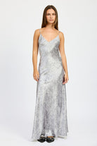 AVAH-Festive Shine Gray Velvet Maxi Dres