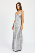 AVAH-Festive Shine Gray Velvet Maxi Dres