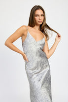 AVAH-Festive Shine Gray Velvet Maxi Dres