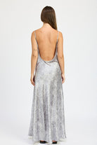 AVAH-Festive Shine Gray Velvet Maxi Dres