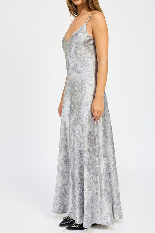 AVAH-Festive Shine Gray Velvet Maxi Dres