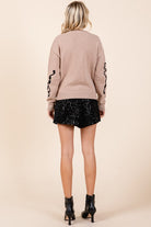 AVAH-Bouquet of Sweetness Floral Knit Sweater-Mocha and Black Floral Embroidered 