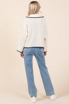 AVAH-Purely Polished Wide Collar Neck Cardigan Sweater-Ivory