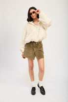 AVAH-Cozy Up In Style Fuzzy Sweater Jacket-Hooded-Cream