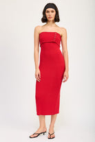 AVAH-Timeless Beauty Red Ribbed Strapless Sweater Dress