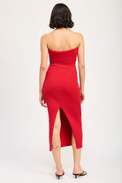 AVAH-Timeless Beauty Red Ribbed Strapless Sweater Dress