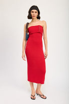 AVAH-Timeless Beauty Red Ribbed Strapless Sweater Dress