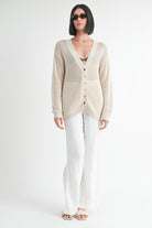 AVAH-Casual Chic Open Knit Cardigan-Natural