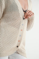 AVAH-Casual Chic Open Knit Cardigan-Natural