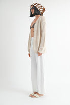 AVAH-Casual Chic Open Knit Cardigan-Natural