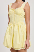 AVAH-Lemon Twist Pale Yellow Corset Mini Dress