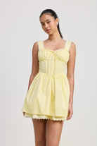 AVAH-Lemon Twist Pale Yellow Corset Mini Dress