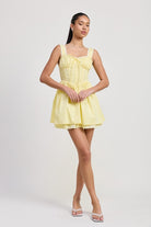 AVAH-Lemon Twist Pale Yellow Corset Mini Dress