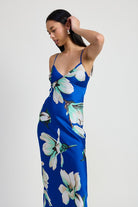 AVAH-Celine Cobalt Blue Floral Maxi Dress