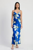 AVAH-Celine Cobalt Blue Floral Maxi Dress