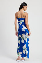 AVAH-Celine Cobalt Blue Floral Maxi Dress