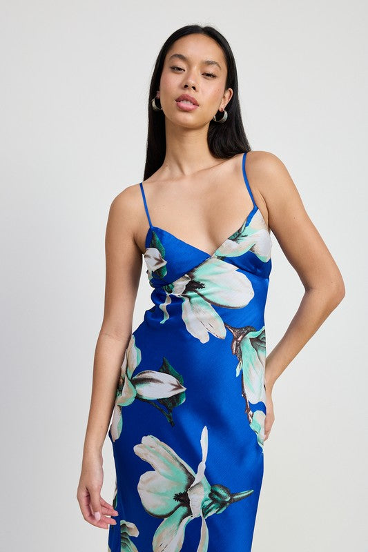 AVAH-Celine Cobalt Blue Floral Maxi Dress