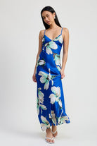 AVAH-Celine Cobalt Blue Floral Maxi Dress