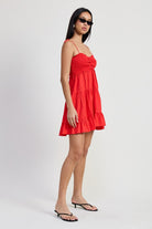 AVAH-Cherry Blossom Ruffled Short Red Dress