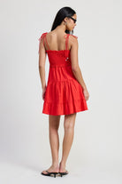 AVAH-Cherry Blossom Ruffled Short Red Dress