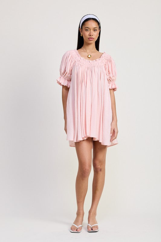 AVAH-Serenity Short Sleeve Babydoll Mini Dress