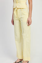 AVAH-Light and Airy Pale Yellow Linen Pants