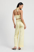 AVAH-Light and Airy Pale Yellow Linen Pants