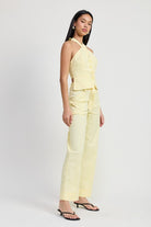 AVAH-Light and Airy Pale Yellow Linen Pants