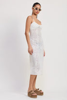 Profile shot of model in lace beach cover-up with romantic neckline-AVAH
