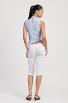 AVAH-Modern Flow Asymmetric Hem Mock Neck Top-Baby Blue