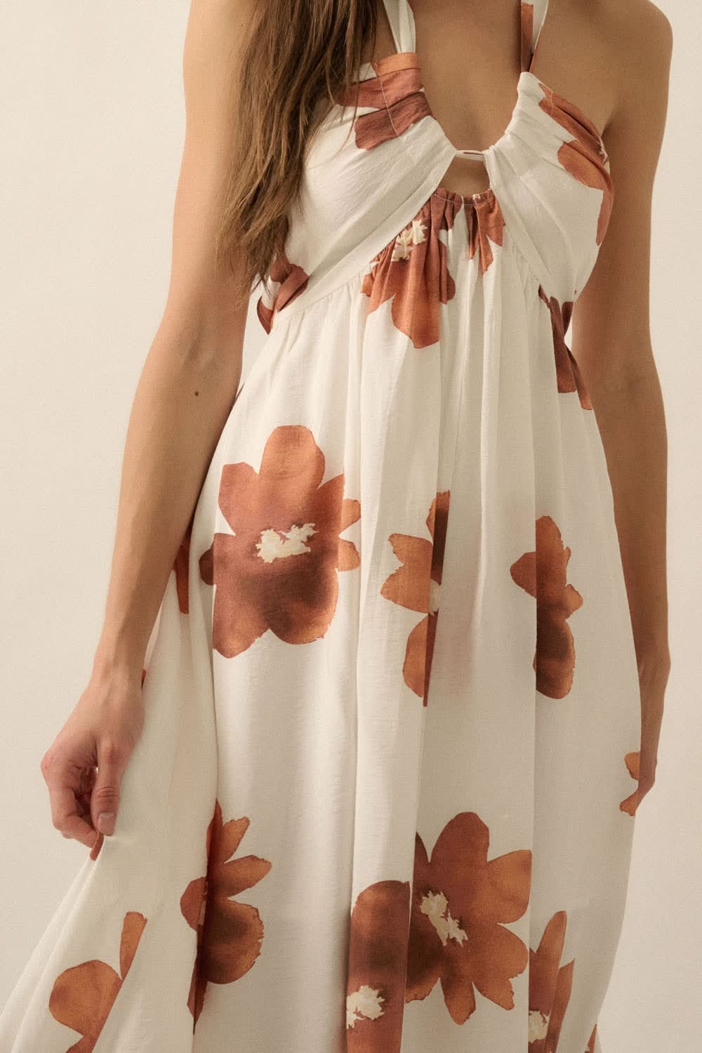 slim fit dress slacks Eden Floral Maxi Sundress Brown / S