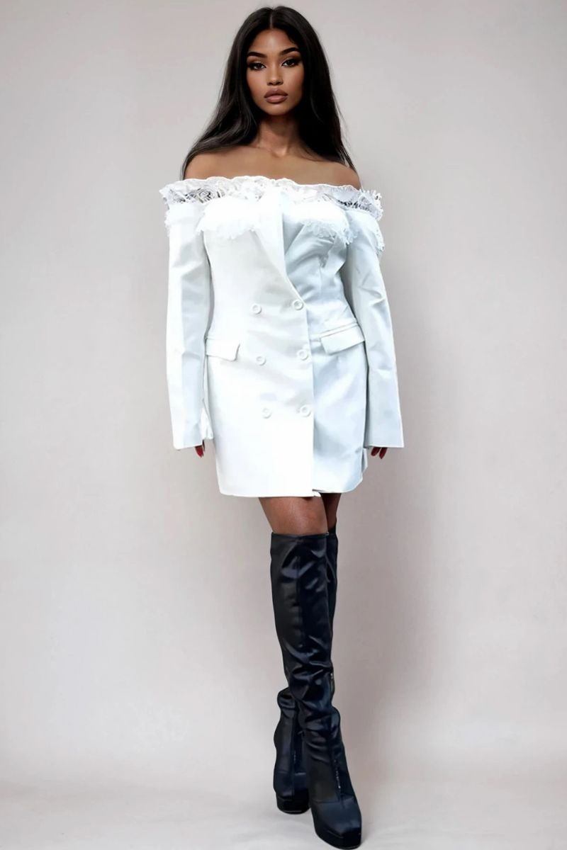 Eva Lace Trim Blazer Dress