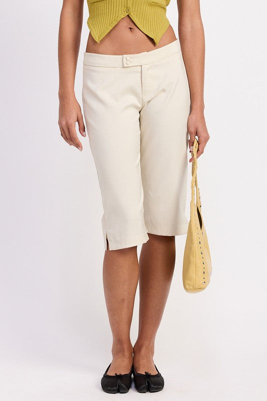 ivory tailored bermuda shorts front view