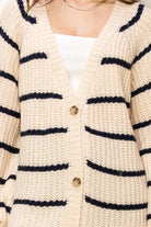 Suzanne Oversized Striped Cardigan Sweater - Cream-Avah