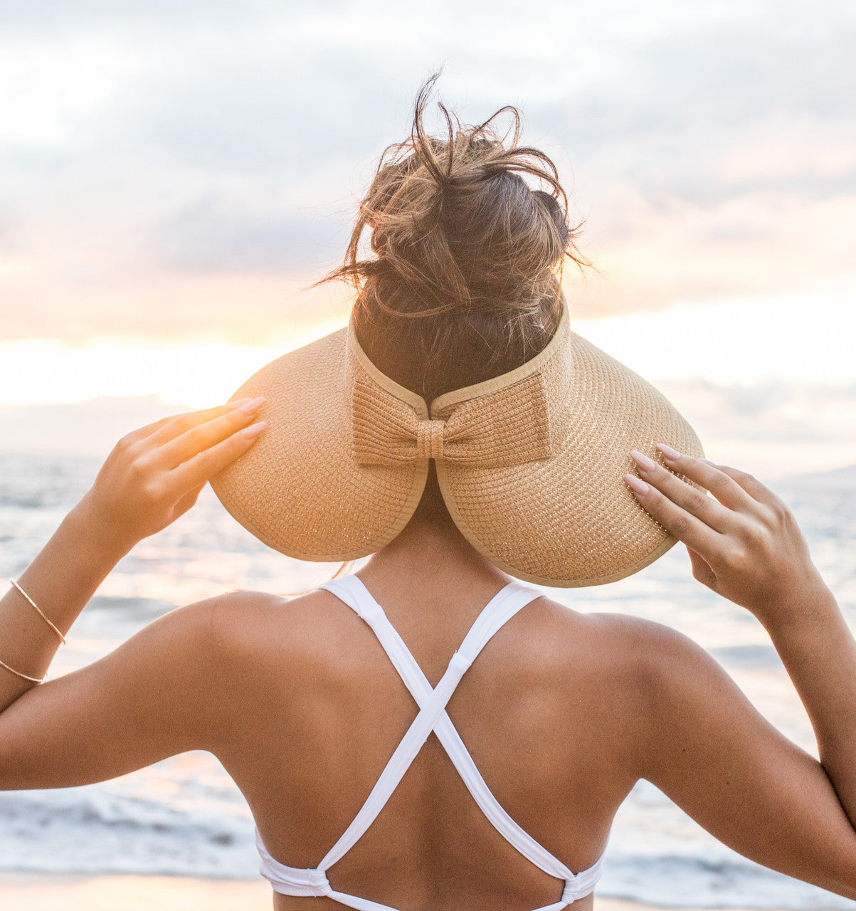 Golden Coast Bow Back Straw Sun Hat