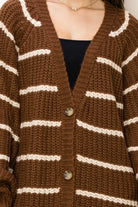 Suzanne Oversized Striped Cardigan Sweater - Brown-Avah