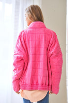 Tranquil Trails Quilted Zip Jacket-Pink-Avah
